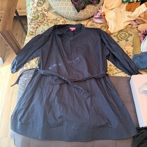 Chic Dark Blue Button-Up Dress